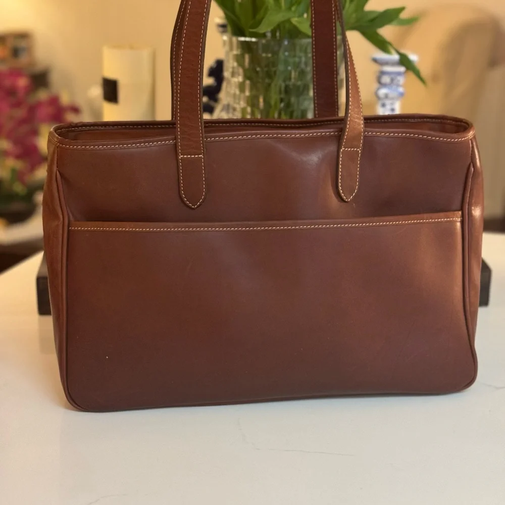🤎 LEVENGER MADE IN ENGLAND BROWN LEATHER TOTE BAG! - Picture 3 of 10